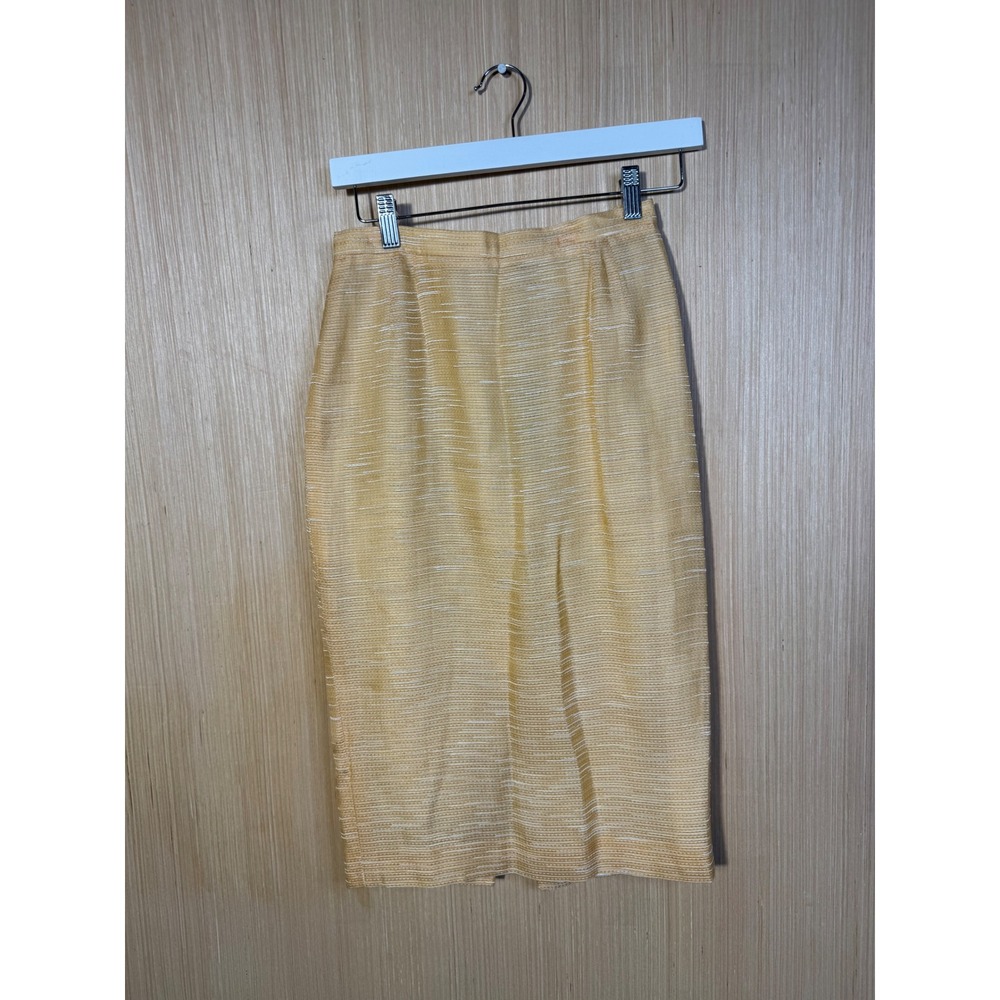 Luca Luca Tangerine Silk Blend Textured Pencil Skirt Made in Italy Size 40 NEW